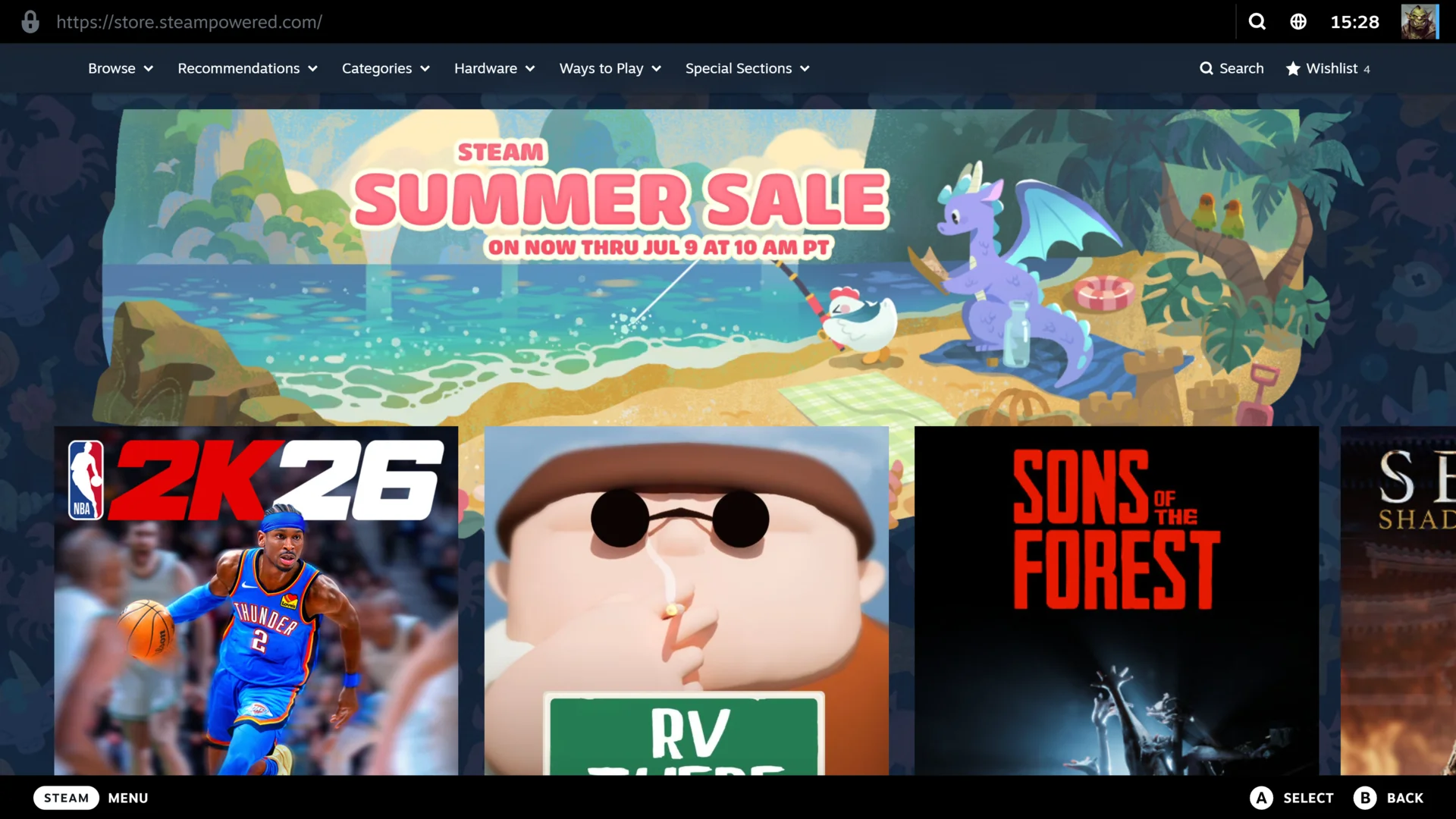 The steam store in Steam - Big Picture mode